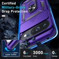 thumbnail image 2 of KOMI Case Compatible with Google Pixel 9/9 Pro Built in Slide Camera Lens Cover+Screen Protector+Finger Ring Holder Kickstand,Heavy Duty Shockproof Full Body Protective Phone Cover, Purple, 2 of 5