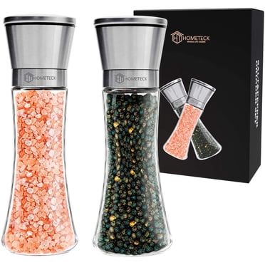 HomeTeck Stainless Steel Salt and Pepper Grinder Set of 2- Stainless Steel Pepper Mill and Salt Mill