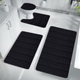 thumbnail image 4 of EGNMCR Bath Rugs,Outdoor Rug Memory Foam Bath Mat 4 Set Bathroom Rugs For 4 Pcs Toilet Mats Universal Soft Comfortable Water Absorption Non-Slip Thick Machine Washable Easier To Dry Dark Carpets Suits, 4 of 8