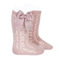 thumbnail image 1 of Kmbangi Infant Girl Medium Tube Socks, Bowknot Cut Out Solid Color Stockings, 1 of 3