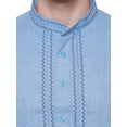 thumbnail image 4 of Traditional Cotton Men's Kurta Set Embroidered India Clothes (Sky Blue, M), 4 of 5