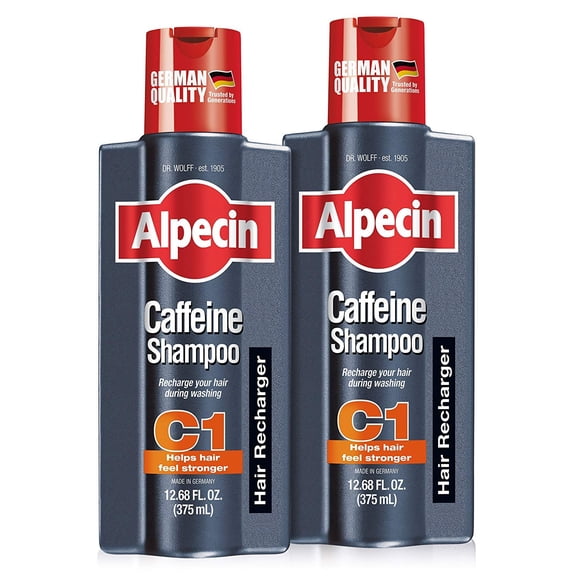 Alpecin C1 Caffeine Shampoo 12.68 fl oz (Pack of 2), Promote Natural Hair Growth and Thickness, Energizes Hair and Scalp, Leaves Hair Feeling Stronger