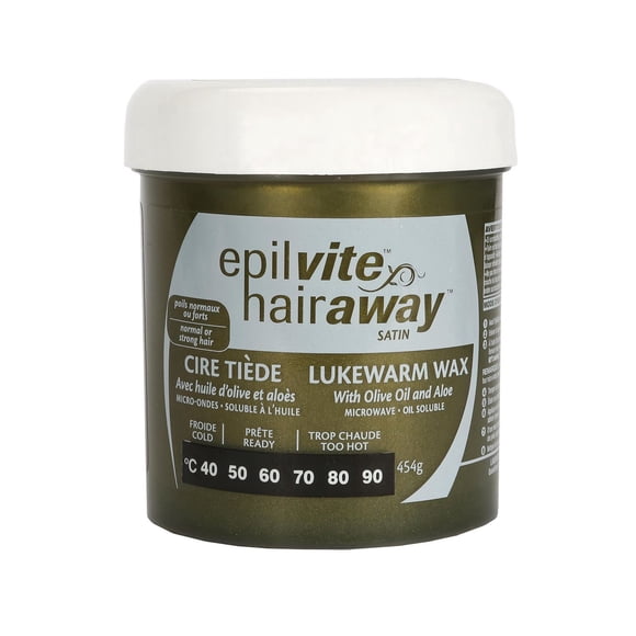 Epil-Vite / Hair-Away Satin Cire Tiède Olive et Aloès - 454 g