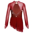 thumbnail image 4 of RUNQHUI Robe de Patinage Artistique à Manches Longues pour Filles, Dos Nu Scintillant, Danse Lyrique Moderne, Bourgogne 8, 4 of 5