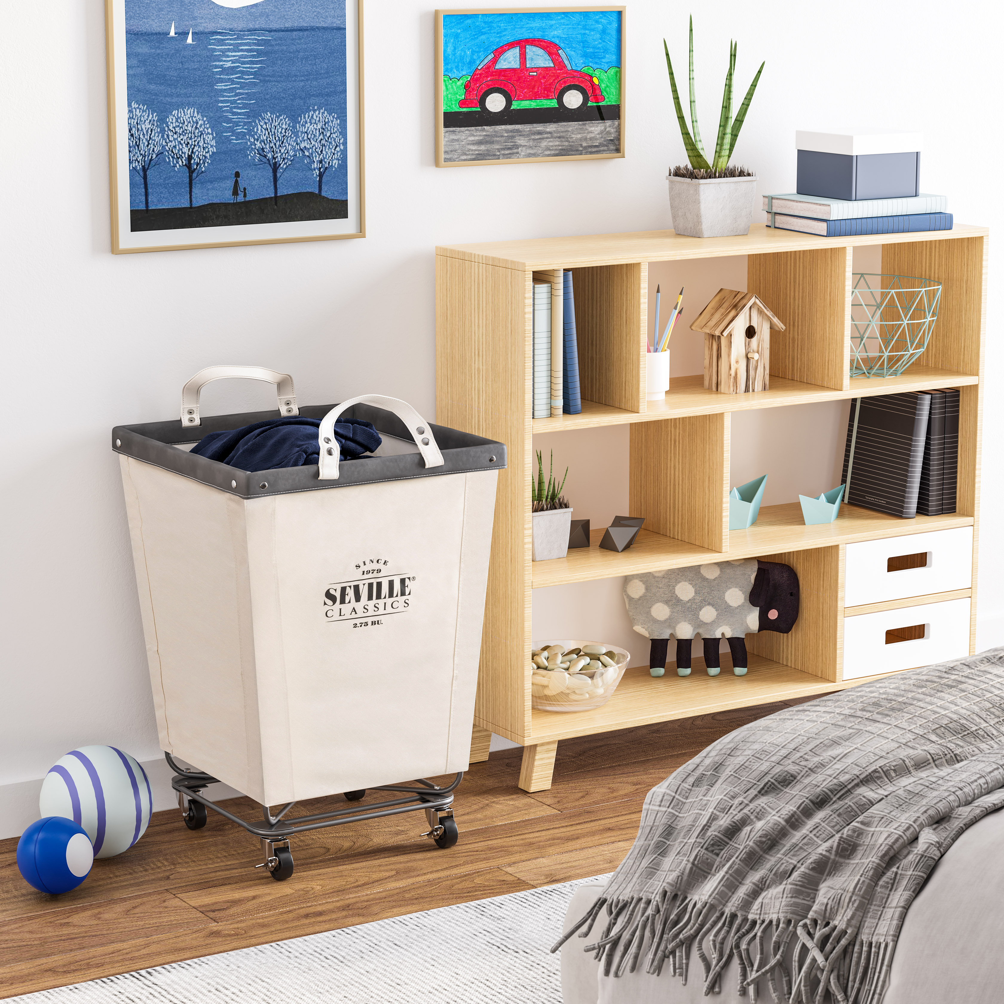 Seville Classics Heavy-Duty Laundry Hamper with Wheels, 18" x 18" x 27"