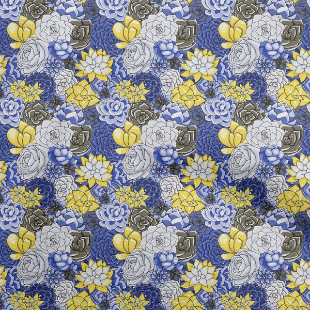 oneOone Polyester Lycra Medium Blue Fabric Florals Craft Projects Decor Fabric Printed By The Yard 56 Inch Wide