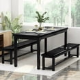 thumbnail image 2 of Kitchen Dining Table Set for 4, 47 Inch Farmhouse Dining Table with 2 Benches, Modern Minimalist Dining Room Dining Table Set for Apartment, Dining Room, Kitchen, Vintage Black, 2 of 6