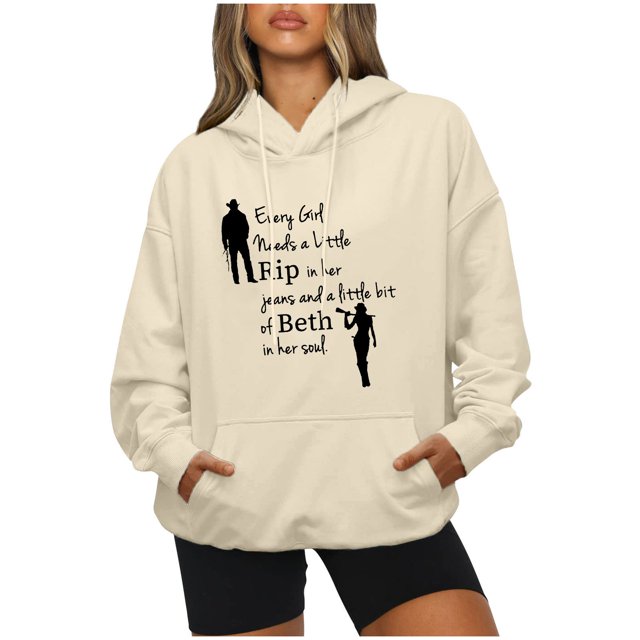 IROINID Rabais Hauts à Manches Longues pour Femmes Col Rond à Capuche Détente Imprimé Chandail Blouse Chandail en Molleton Hauts Chemises Hauts, Beige
