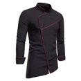 thumbnail image 2 of CEHVOM Chemise Décontractée à Col Montant pour Hommes Ourlet Incliné Manches Longues, 2 of 8