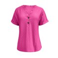 thumbnail image 4 of RKSTN Womens Tops 2024 Fashion Casual Short Sleeve V Neck Tops Loose Plus Size Solid Color Mesh Breathable Temperament Tops, 4 of 5