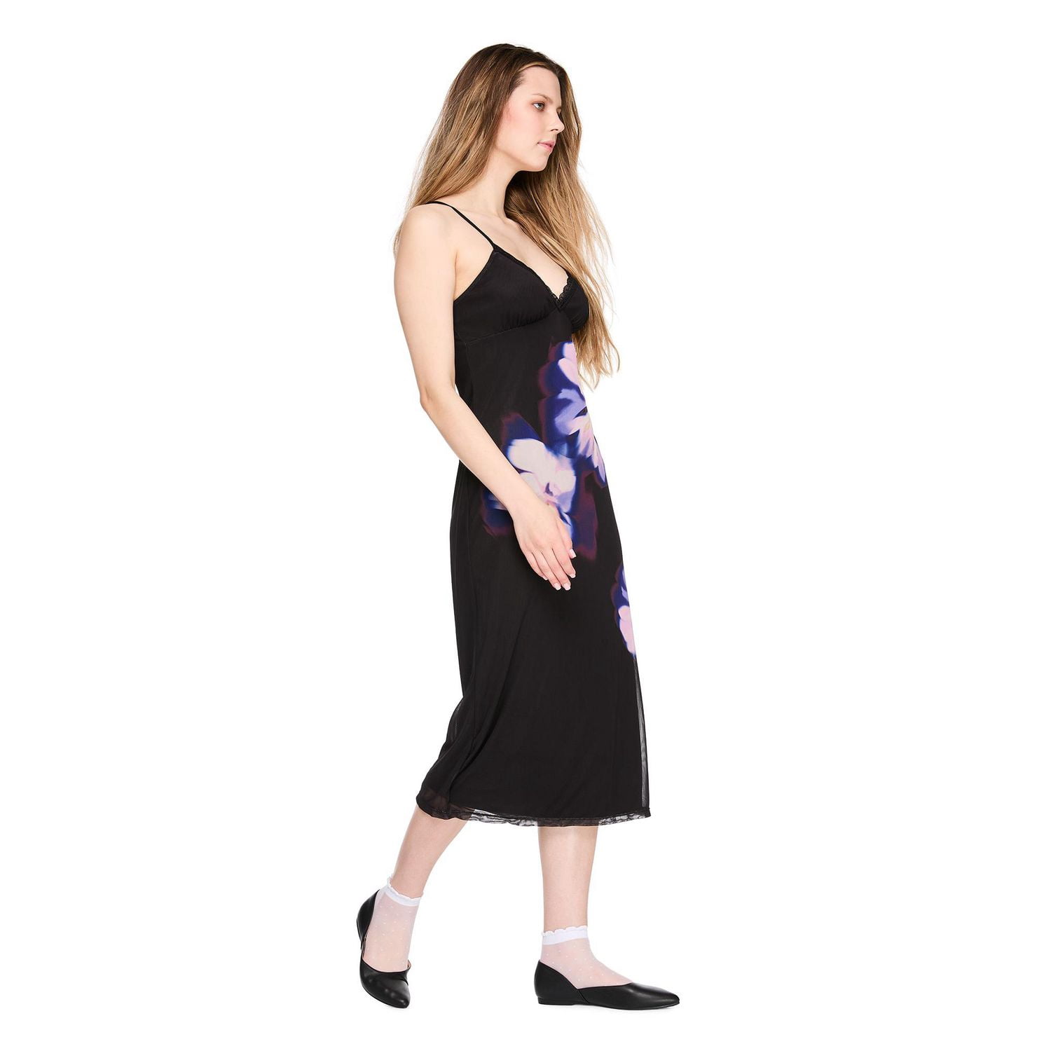 Robe mi-longue à taille empire avec garniture en dentelle No Boundaries pour femmes