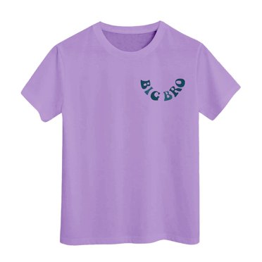 PMVFHDE T-Shirt Grandes Chemises Tout-Petit Bébé Garçon Cool Grand Frère Club T-Shirt T-Shirts d'Été Tenue d'Annonce Hauts à Manches Courtes Violet Pâle,10-11 Ans