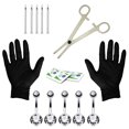 thumbnail image 1 of BodyJ4You 15PCS Professional Piercing Kit Stainless Steel 14G Clear CZ Belly Navel Ring Body Piercing Set, 1 of 6