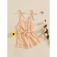 thumbnail image 2 of SUNSIOM Little Girls Summer Cami Jumpsuit Sleeveless Button Up Ruffle Trim Plaid Overalls with Belt, 2 of 6