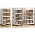 thumbnail image 2 of Intexca Armoire de Rangement Pliable à 5 Niveaux avec Roues, Organisateur Vertical Empilable en Plastique avec Portes Transparentes, outil-Free Assembly, Beige/blanc, 2 of 6