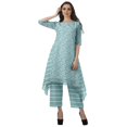 thumbnail image 2 of Moomaya Ensemble Kurti Kurta Pantalon pour Femmes Col Bateau Imprimé Robe 2 Pcs Tenue Ethnique, 2 of 6