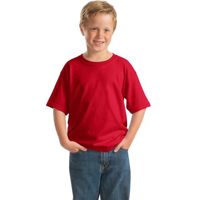 Gildan T-Shirt à Manches Courtes pour Garçon en Coton 100 pour Cent avec Encolure Rubanée - 5000B