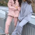 thumbnail image 2 of Long Sleeve Large Pocket Women Outfit Drawstring Hem Solid Color Hooded Sweatshirt Pants Set for Daily Wear, 2 of 8