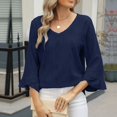 thumbnail image 4 of UPPADA 3/4 Shirts Chandails à Manches pour Femmes Mode Tendance Hauts Décontractés Col Rond Chandail Ample Confortable Doux Blouses Grande Taille Coupe Ample T - Décontractés Vêtements au Coude Hauts à Manches 3/4 pour Femmes Aubaines, 4 of 8