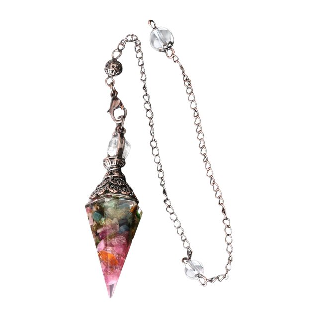 lionlar Hexagonal Crystal Pendulum Energy Generator Reiki Necklace for Protection Pink Pink Colorful