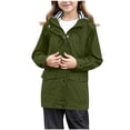 thumbnail image 1 of Imperméable pour Enfants Filles Léger à Fermeture Éclair Complète, Veste de Pluie à Boutons, Coupe-Vent Imperméable Style Preppy pour la Randonnée, 1 of 8