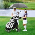 thumbnail image 3 of Gymax Chariot de Golf Pliable à 4 Roues à Pousser et Tirer avec Frein Sac Imperméable Gris, 3 of 10