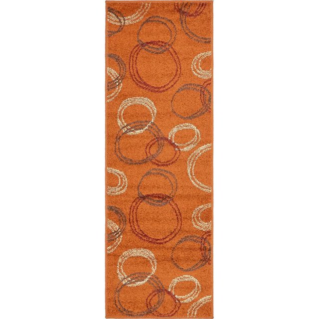 Unique Loom Automne Cercles Zone Tapis 2' x 6' Coureur Terre Cuite/beige