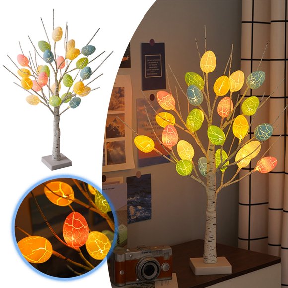 Tree Lights Led Easter Egg Tree Home Decoration Lights Indoor Party Event Scene Layout Glowing Tree Easter Decorations Valentine Tie Tray Decorations for Trees Lady Statue Self Made Man Sculpture