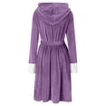 thumbnail image 3 of Kcodviy Women Winter Plush Lengthened Fit Leather Jacket Shawl Bathrobe Home Clothes Petite Jackets Long Sleeved Robe Coat, 3 of 6