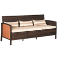 thumbnail image 1 of Outsunny 3-Seater Wicker Outdoor Sofa, Cushioned Rattan Patio Couch, Brown, 1 of 10