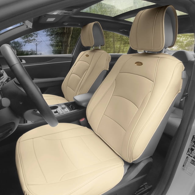 FH Group Leather Car Seat Covers Front Set High-Density Foam, Durable, Rub Resistant