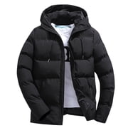 Kcodviy Men Autumn and Winter Jackets for Men Solid Zipper Hooded Loose Mens Long Wool Coats Winter Outdoor Coat Top Blouse