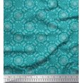 thumbnail image 1 of Soimoi Green Poly Georgette Fabric Seamless Damask Print Sewing Fabric Yard 42 Inch Wide, 1 of 4