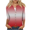 thumbnail image 1 of cfhntfmh 3/4 Length Sleeve Womens Tops Fashion V Neck Loose Printed Cardigans Lounge Buttons down Blouses, 1 of 5