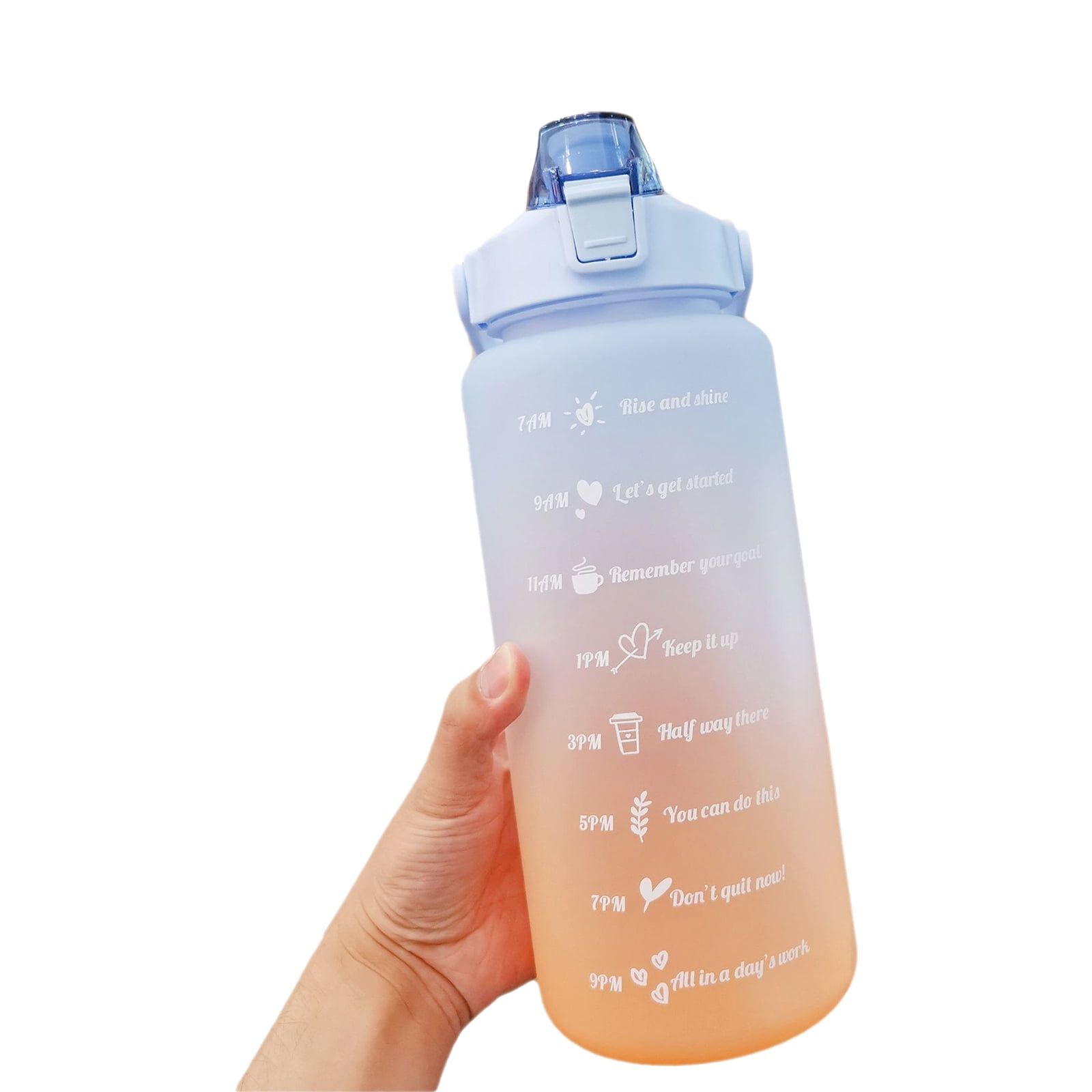 2L Water Bottle with Marker & Straw Large Capacity Water Bottle with Handle Reusable Leakproof Water Jug for Hiking Travel Outdoor Sports Gym Fitness