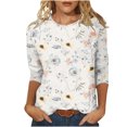 thumbnail image 1 of Birdeem T-Shirt Imprimé Mode pour Femmes Manches 3/4 Mi-Longueur Blouse Col Rond Hauts Décontractés, 1 of 1