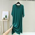 thumbnail image 2 of FAIWAD Robe Tunique pour Femme Grande Taille Décontractée à Manches Courtes, Robe T-Shirt Ample avec Fente Latérale, Robes Midi Amples, 2 of 3