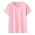thumbnail image 4 of WTXUE T-Shirts à Manches Courtes, Chandails à Col Rond pour Femmes en Coton, Chandails Amples, T-Shirts Amples, Hauts Unis / Décontractés pour Femmes Pink XXL, 4 of 8