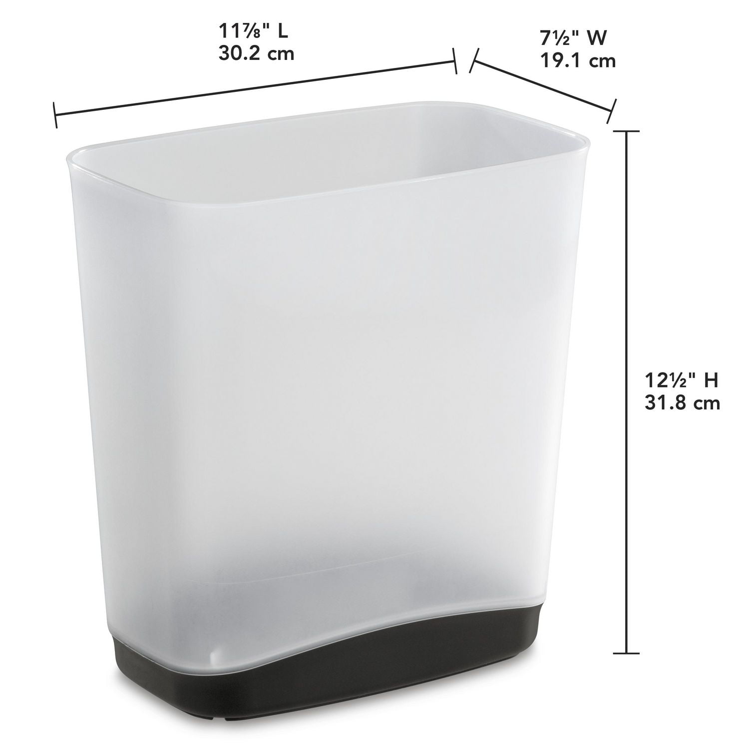 Sterilite Corbeille à déchets rectangulaire mince de 12,5 L, poubelle au design moderne, idéale pour les petits espaces, gris