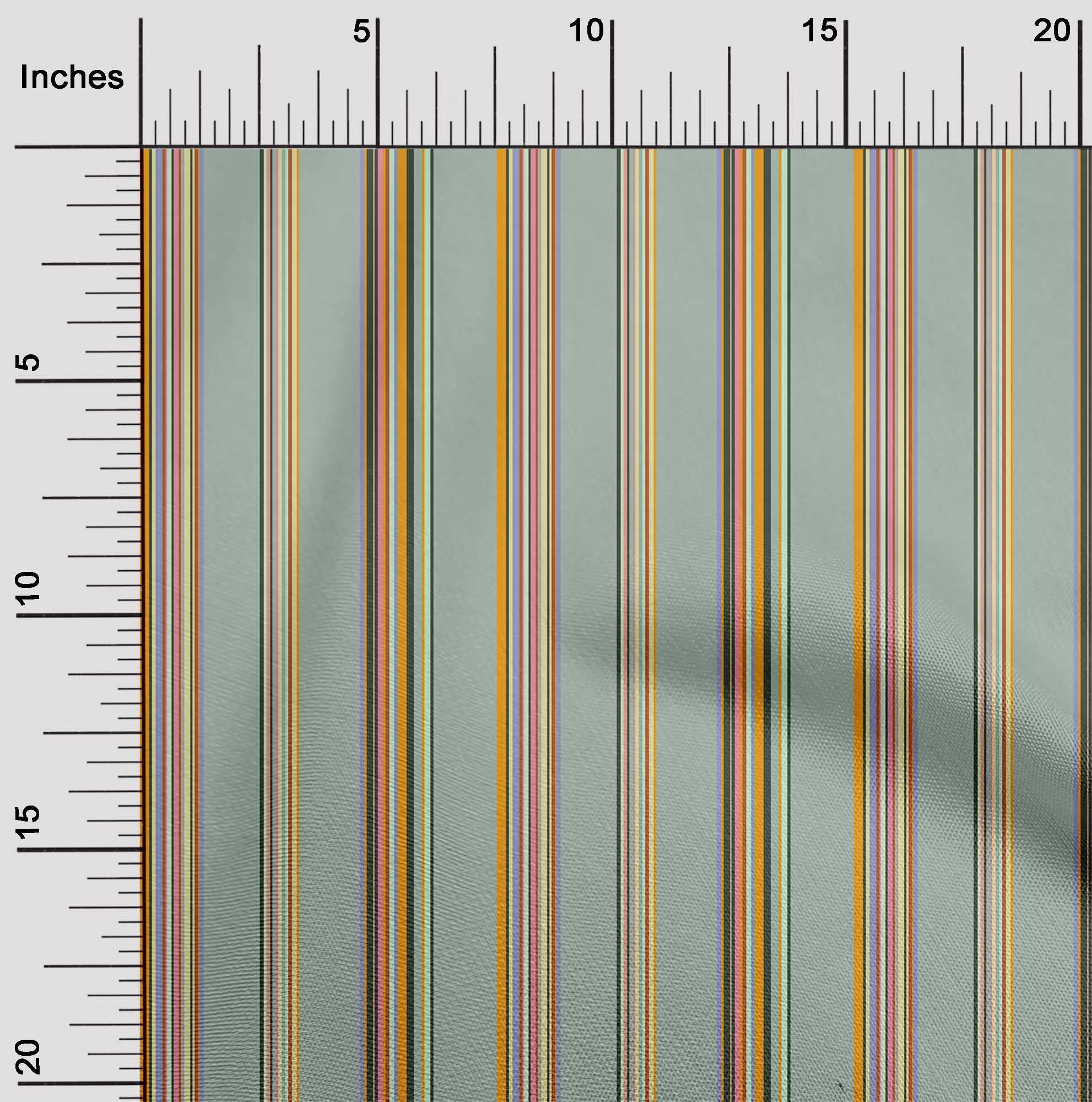 oneOone Cotton Cambric Fabric Multicolor Stripe Print Fabric By Yard 56 Inch Wide