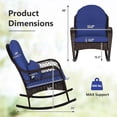 thumbnail image 3 of Costway Patio Wicker Rocking Chair with Seat Back Cushions & Lumbar Pillow Porch Blue, 3 of 9
