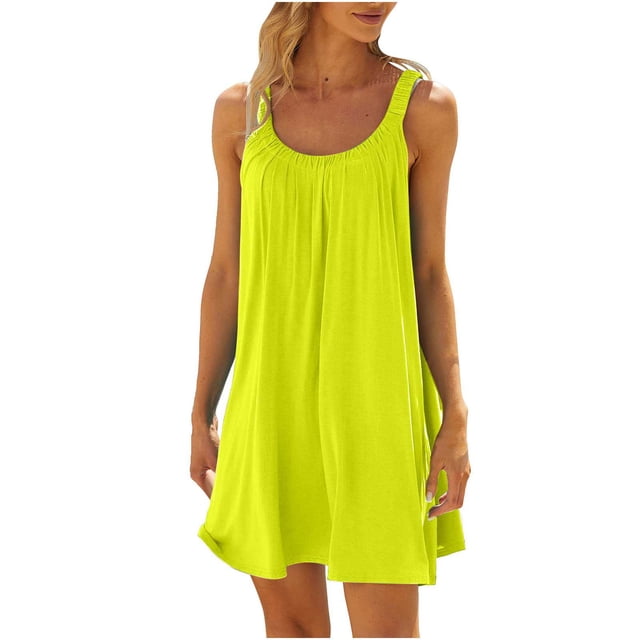 EQWLJWE Longue Robe pour Femmes Robe de Plage pour Femmes Paréo de Bikini Tenue de Plage Décontractée Vacances Courte Été Robes à Col Licou