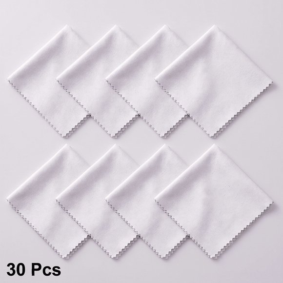 30 Pack White Microfiber Cleaning Cloths, 6" x 7" Lint-Free Streak-Free Cloths for Eyeglasses, Screens & Camera Lenses