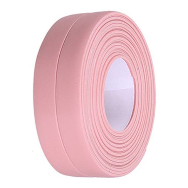 bedienty Sealing Strips Waterproof PVC Mildew-Proof Wall Sticker Strong Smooth Self Adhesive Tape Shower Countertop Restaurant 3.2m*2.2cm Pink 1Set