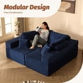 thumbnail image 3 of BIGSYY 137" Modular Sleeper Sofa for Adults - Memory Foam, Extra-Deep Seats, Corduroy Fabric, Blue (2 Packages), 3 of 9