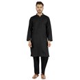 thumbnail image 1 of Atasi Ensemble Kurta Pyjama 2 Pcs pour Homme, Col Henley, Kurta Long Décontracté, 1 of 7