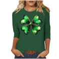 thumbnail image 2 of Elvqul T-Shirts pour Femmes de la Saint-Patrick à Col Rond, T-Shirts Mode, Manches 3/4, Imprimé, Grande Taille, Chandails à Enfiler pour Femmes, Fête, 2 of 5