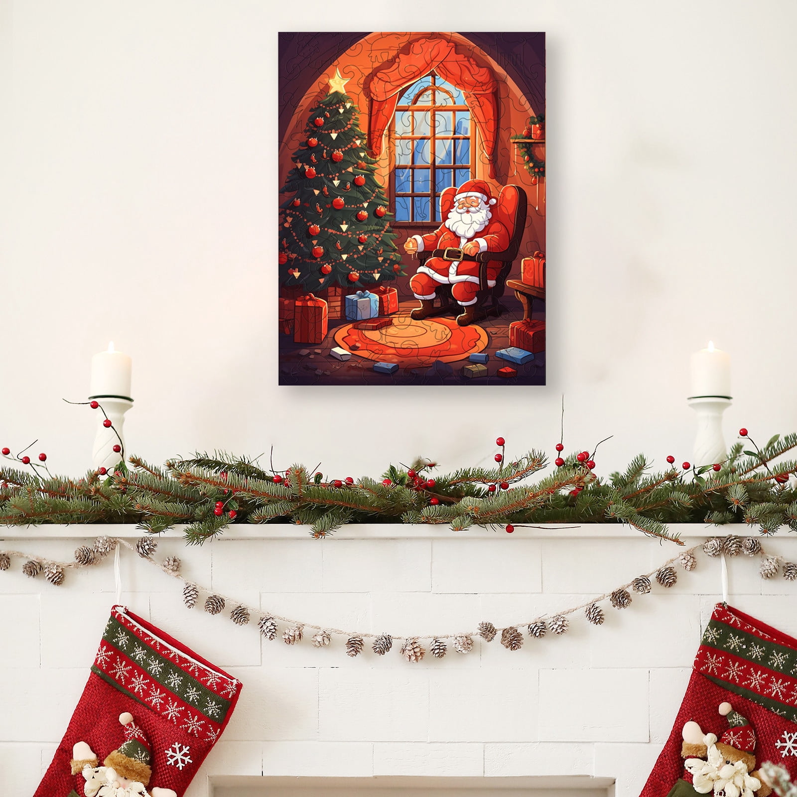 Dvkptbk Festival Puzzle Christmas Wooden Puzzle Shaped Anicorporeal Mal Shaped Wooden Adult Toy Flat Puzzle Rectangular Puzzle Holiday Puzzle Class Home Decoration