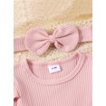 thumbnail image 4 of FOCUSNORM Tenue de Printemps pour Bébé Fille Nouveau-Né Robe à Manches Longues Col Rond avec Nœud et Bandeau Vêtements d'Automne pour Nourrisson, 4 of 9