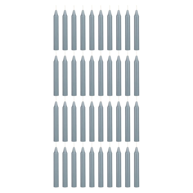Mega Candles 40 pcs Unscented Gray Exquisite Mini Taper Candle, 4 Inch Tall x 1/2 Inch Diameter, Supreme Chimes, Enchantment, Rituals, Casting Spells, Witchcraft, Wiccan, Metaphysical